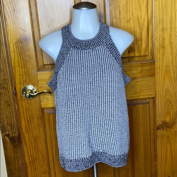 neely Tops - Tank Sweater Black & White Stitch- Medium